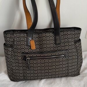 Coach Vintage Signature C Tote Bag | Black & Grey | Heavy Wear | As Is